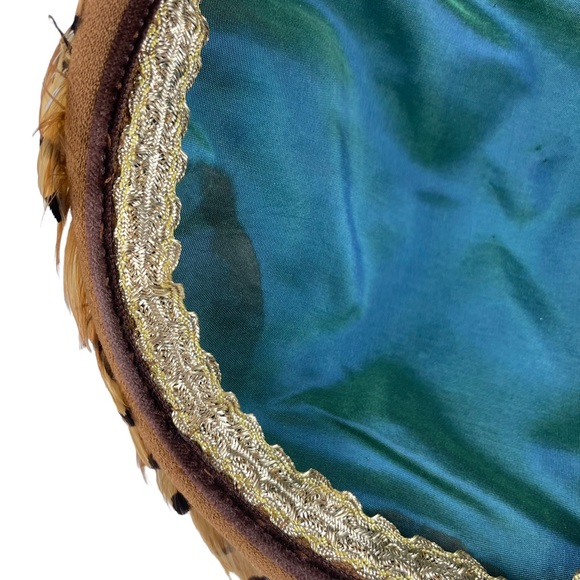 Vintage Pheasant Feather Casque Cap Hat Curly Unique Flapper Style Handmade 40s - Picture 13 of 14